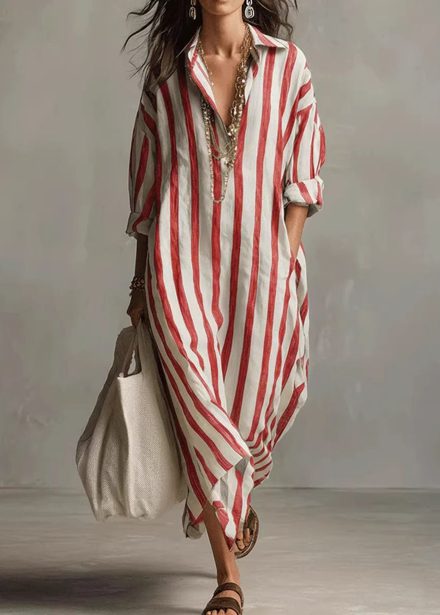 Loose Blue Striped Summer Dress Holiday Outfits