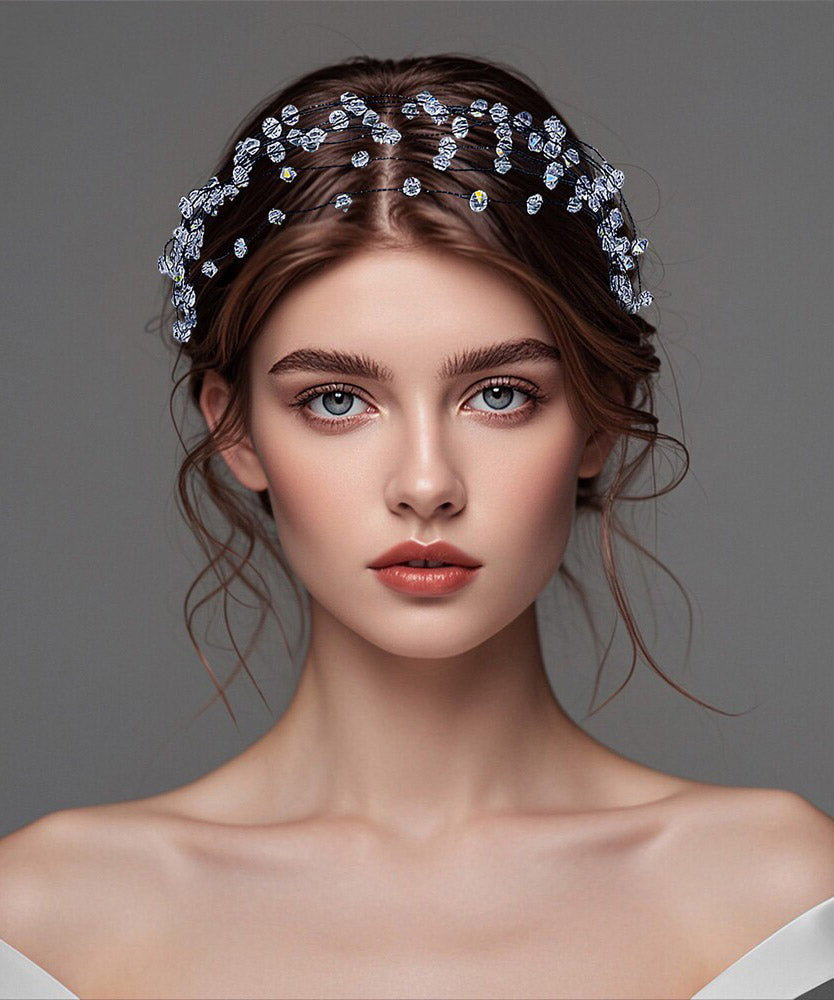 Modern Black Weave Crystal Hollow Out HairPiece