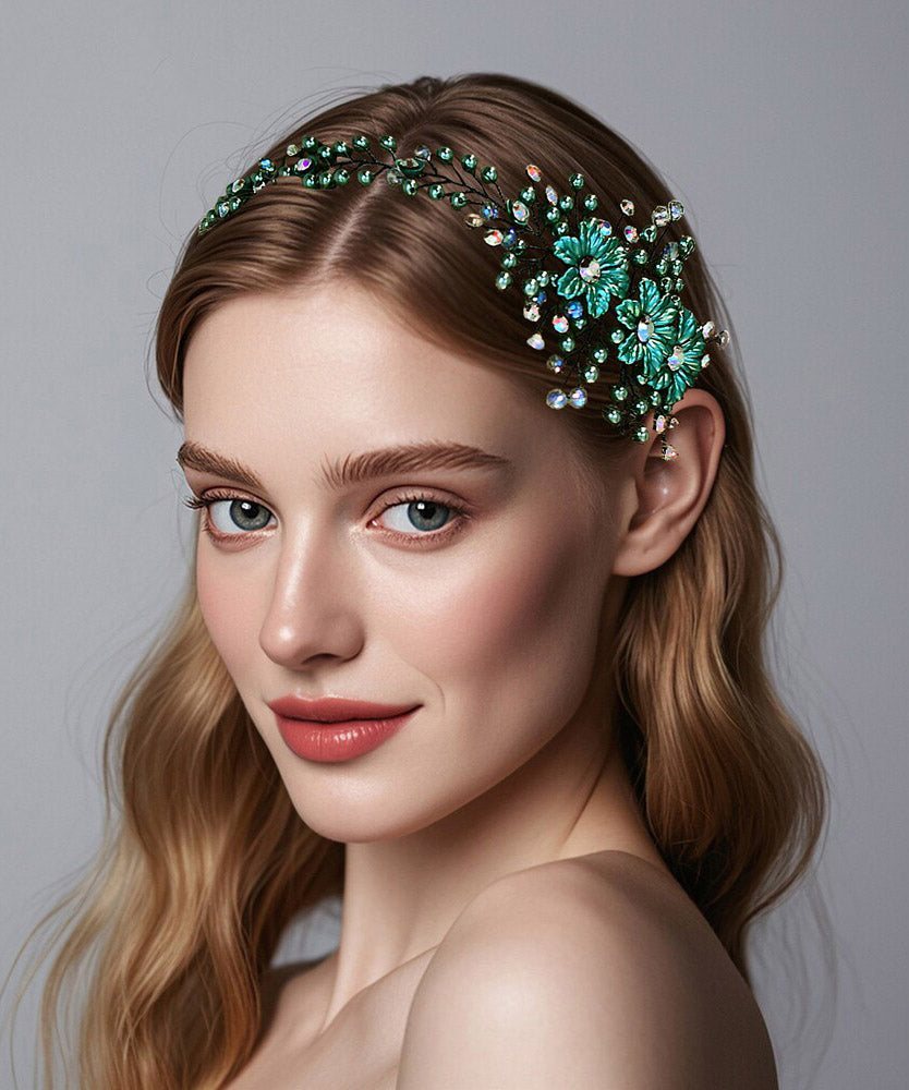 Modern Blue Shell Flower Beading HairPiece