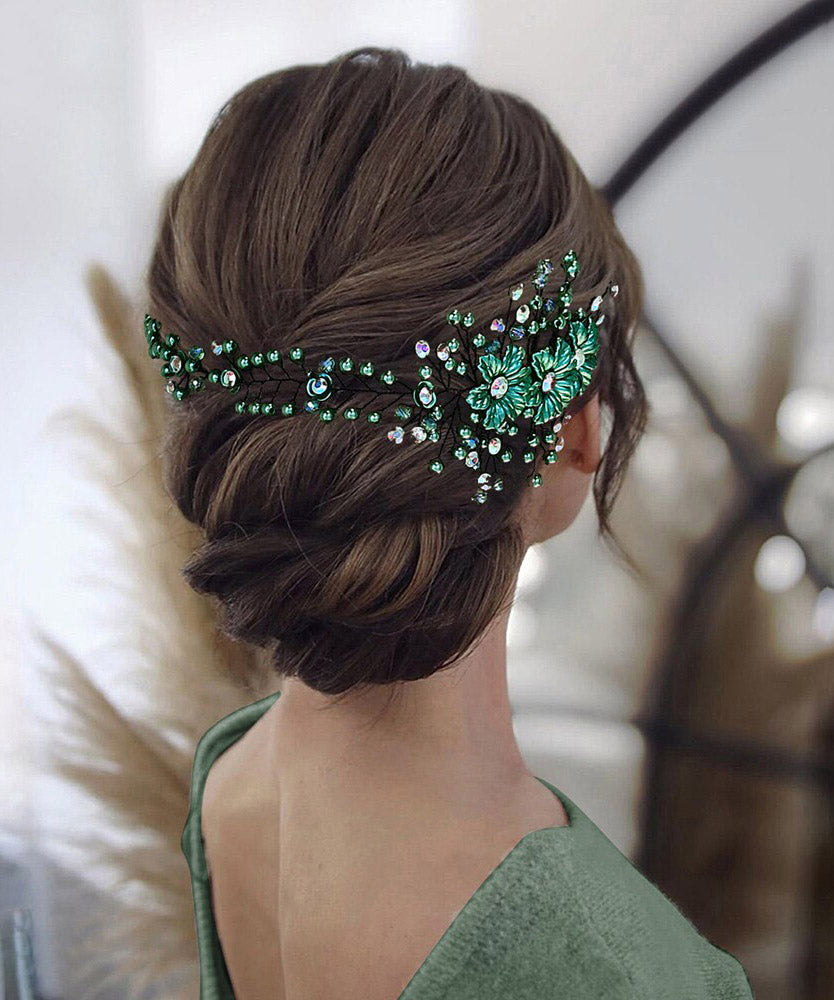 Modern Blue Shell Flower Beading HairPiece