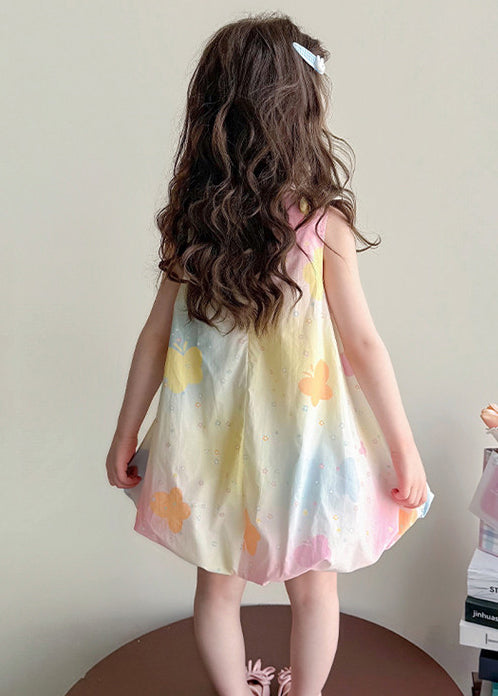 Modern Tie Dye Butterfly Cotton Baby Girls A Line Dresses Summer