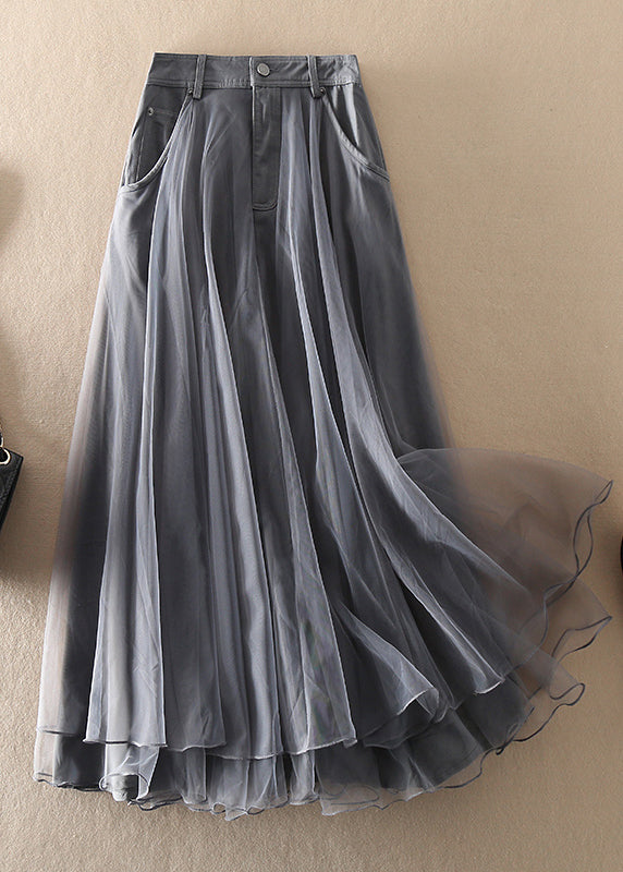 Natural Print1 high waist Patchwork Tulle Skirts Spring