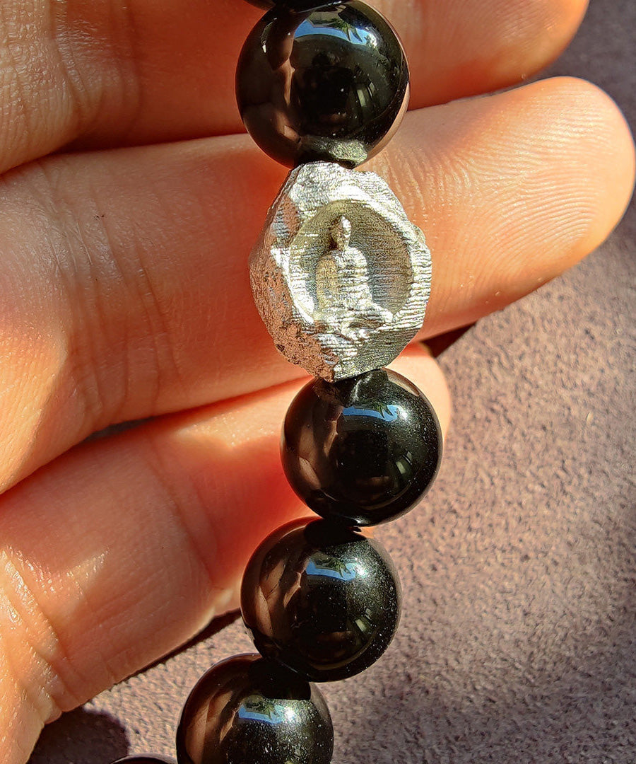 New Chinese Style Handmade Silver Buddha Statue Bead
