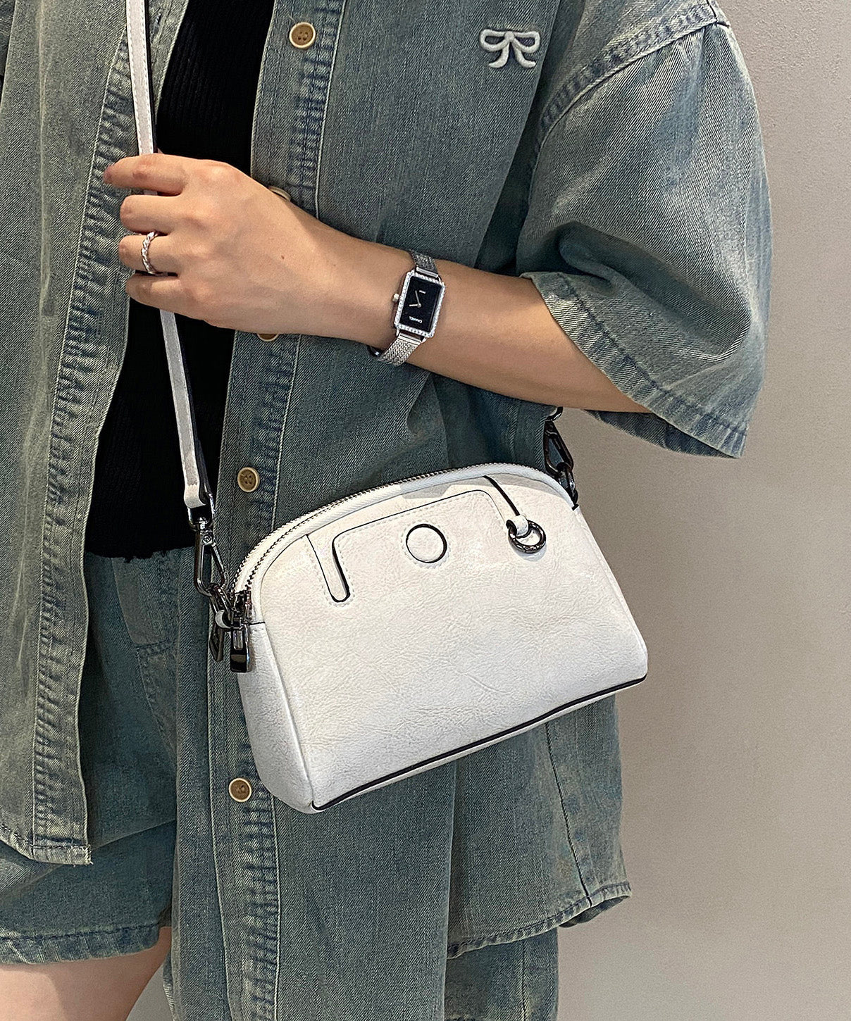 New Fashion Coffee Calf Leather Versatile Crossbody Bag