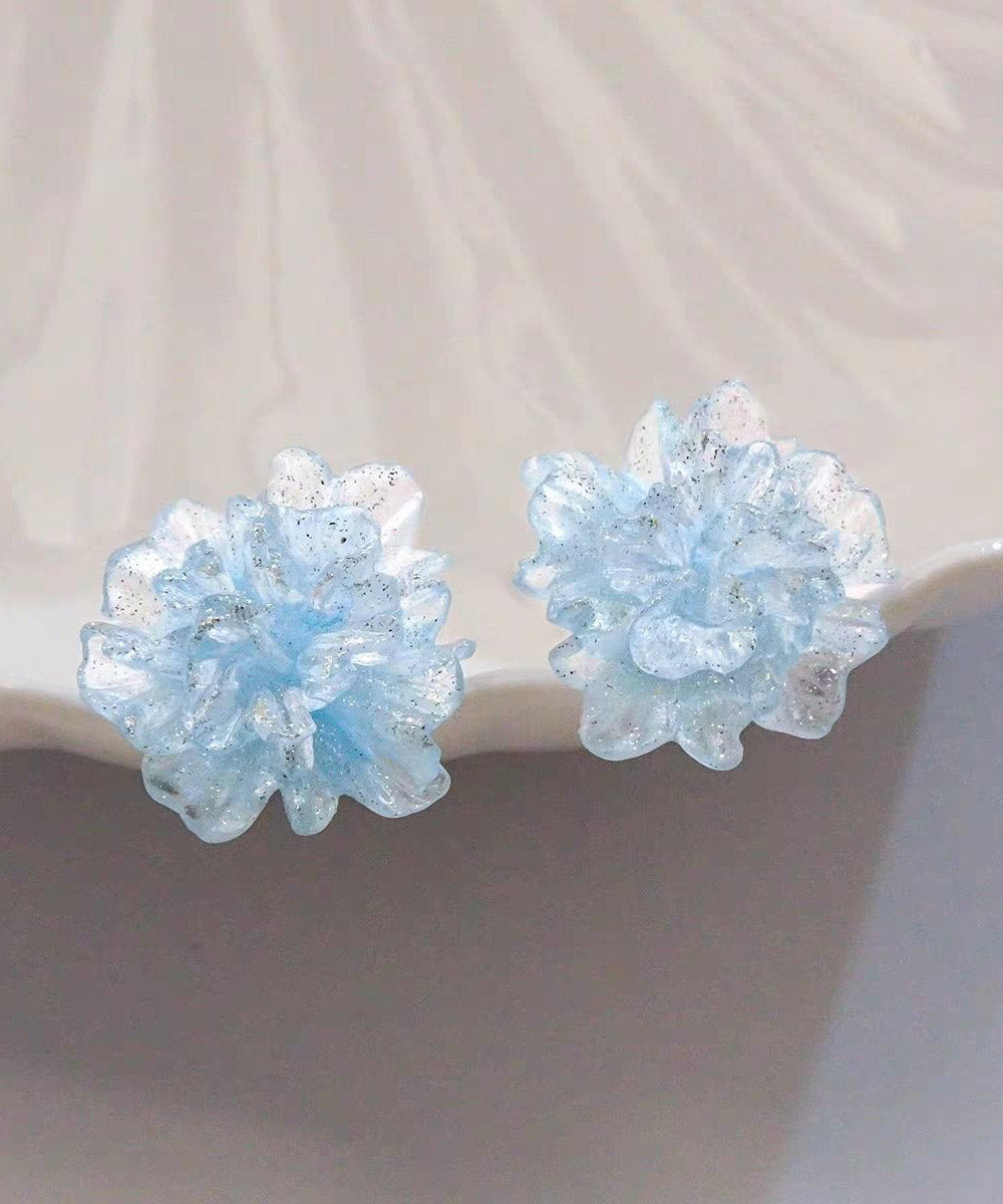 Original Design Blue Acrylic Floral Stud Earrings