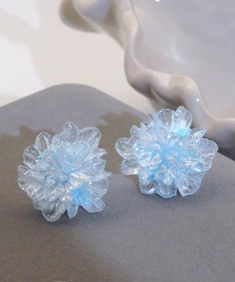 Original Design Blue Acrylic Floral Stud Earrings