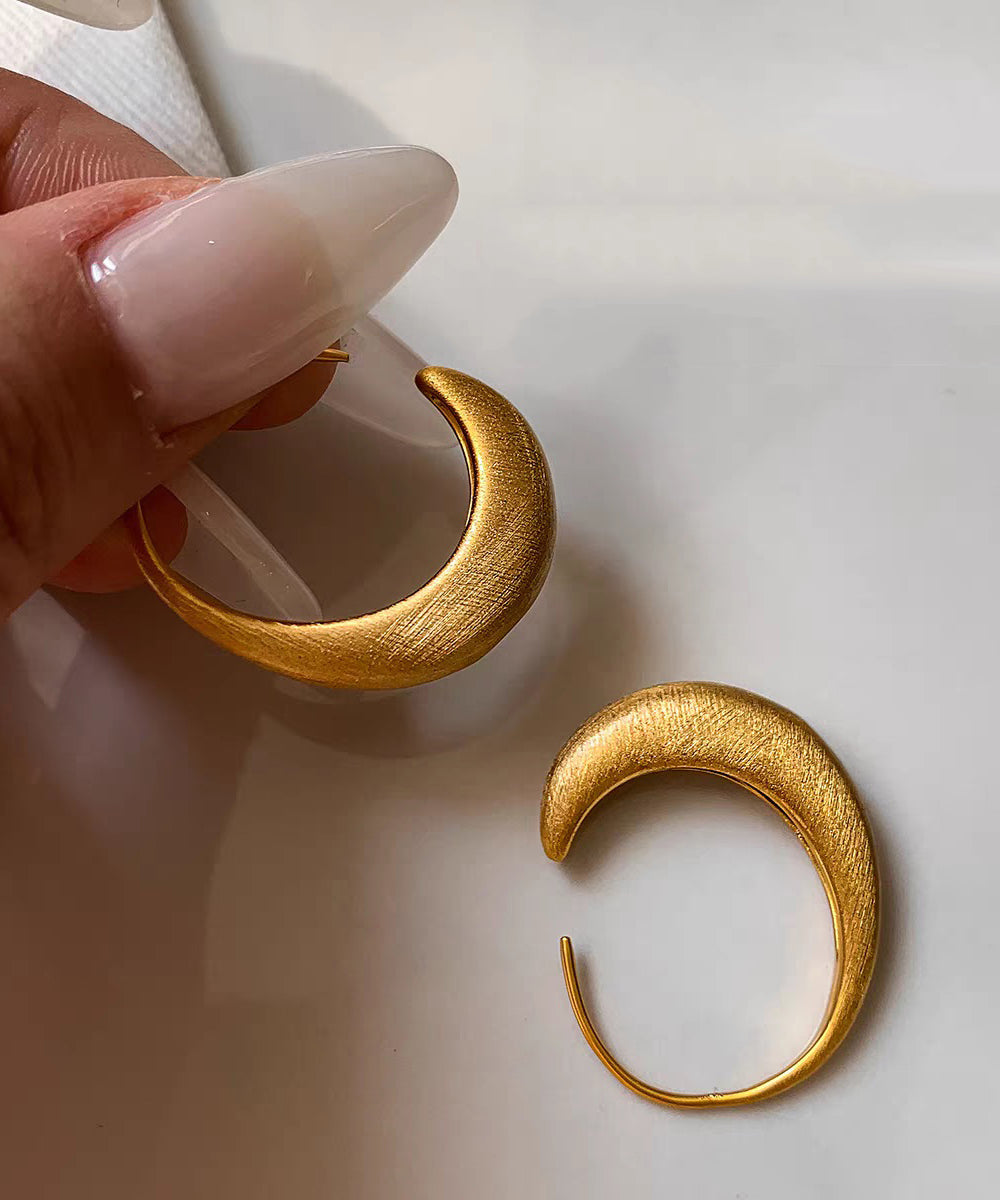 Original Design Gold Metal Overgild C-Shaped Hoop Earrings