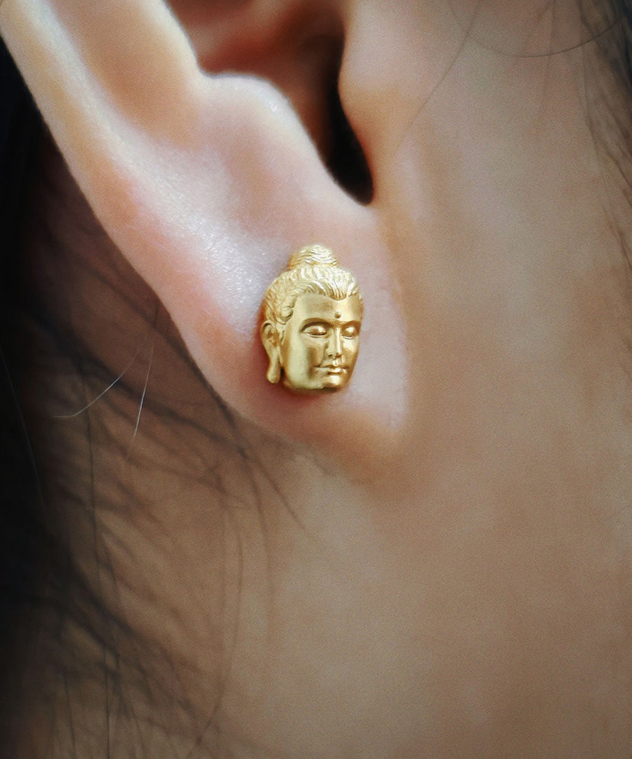 Original Design Silver Gold-Plated Buddha Earrings
