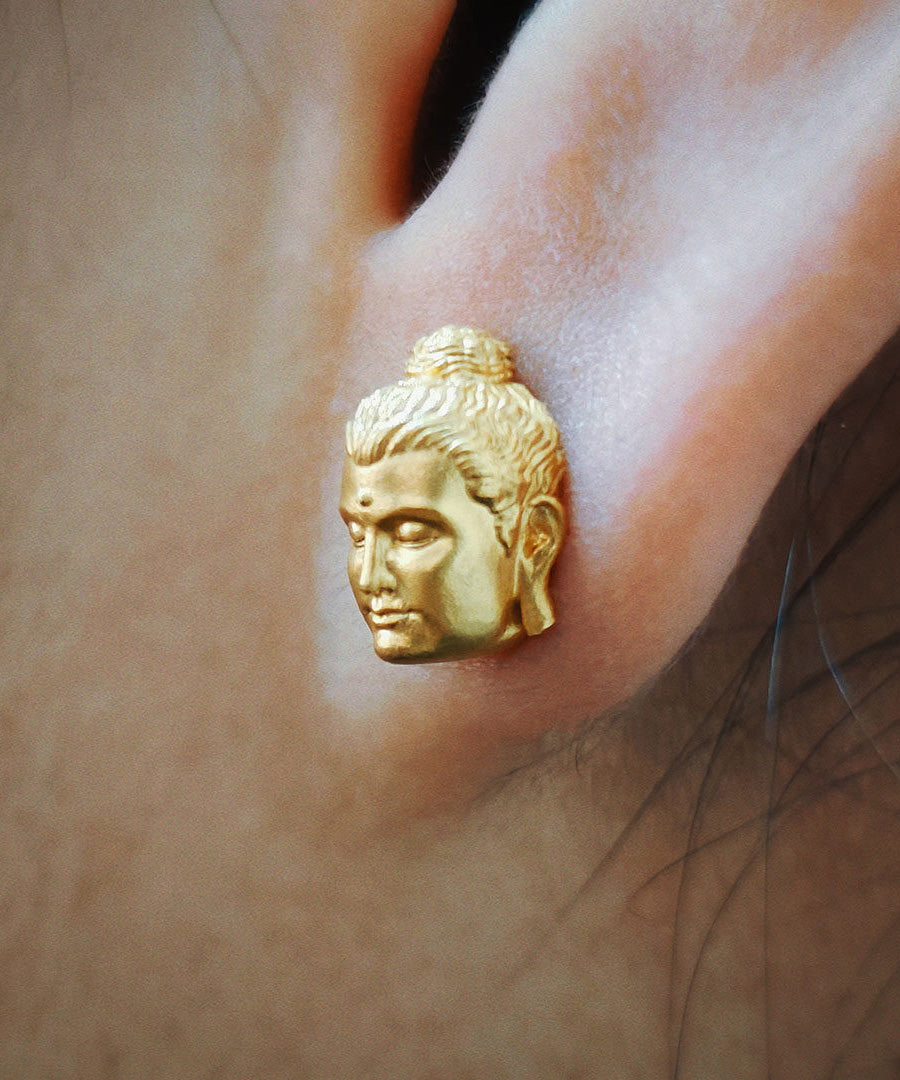 Original Design Silver Gold-Plated Buddha Earrings
