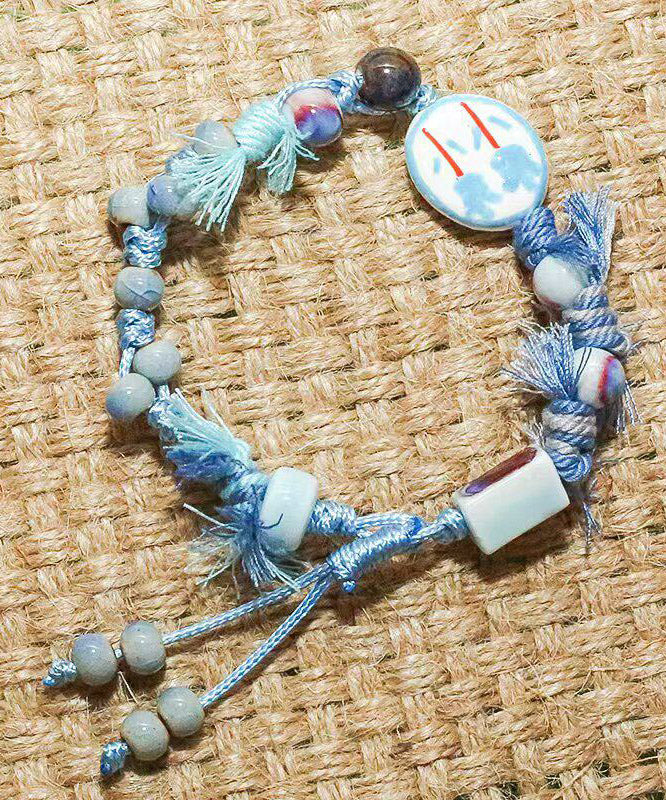 Original Design Yellow Weave Ceramic Tassel Charm Bracelet
