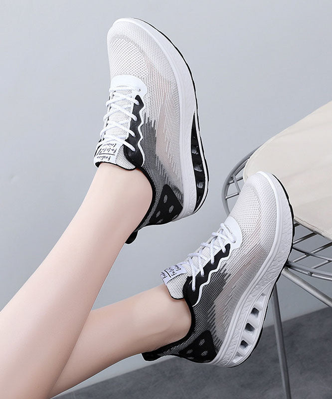 Pink Blue Platform Breathable Mesh Casual Flats Shoes Cross Strap