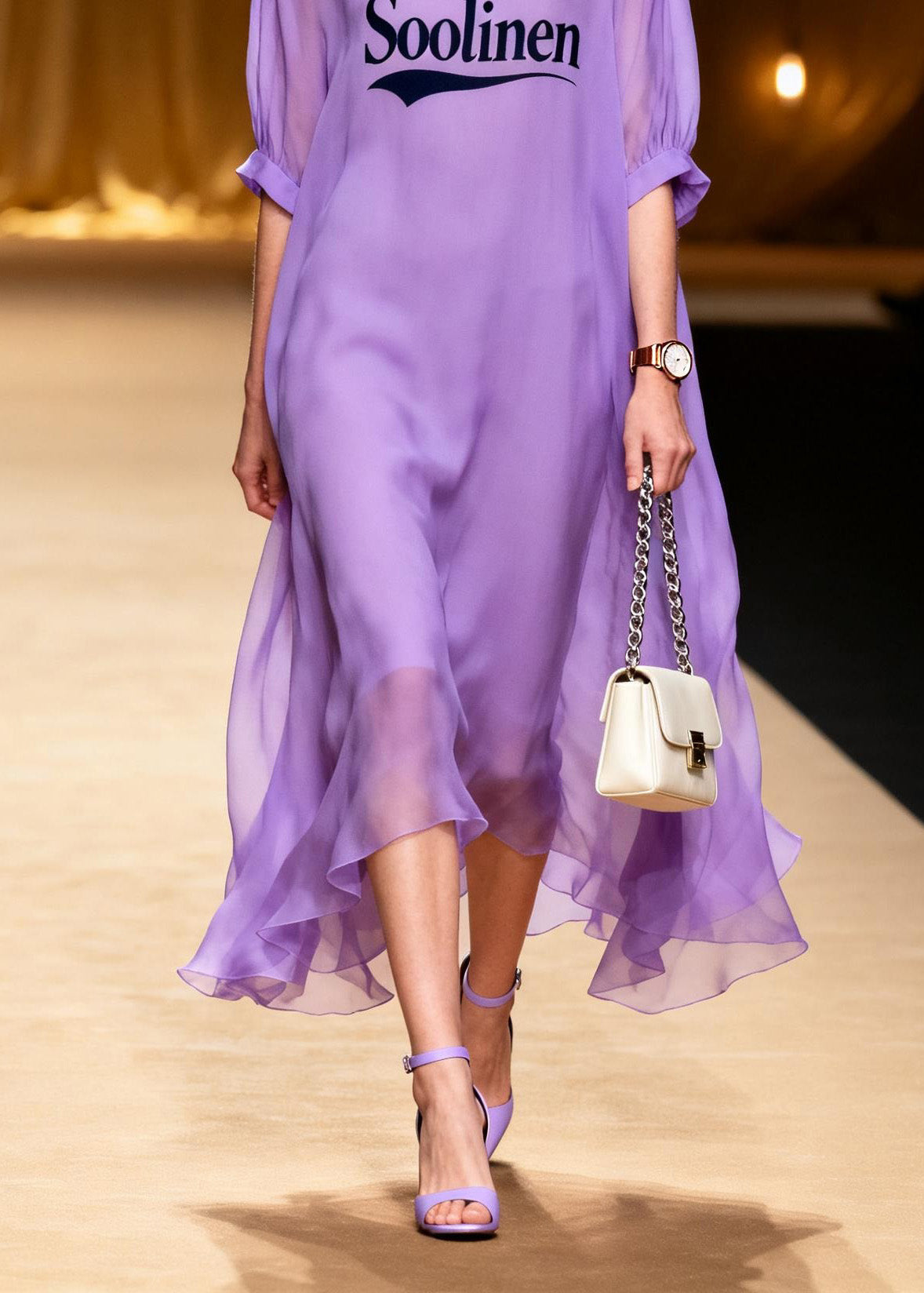 Plus Size Purple O Neck Print Chiffon Maxi Dresses Summer