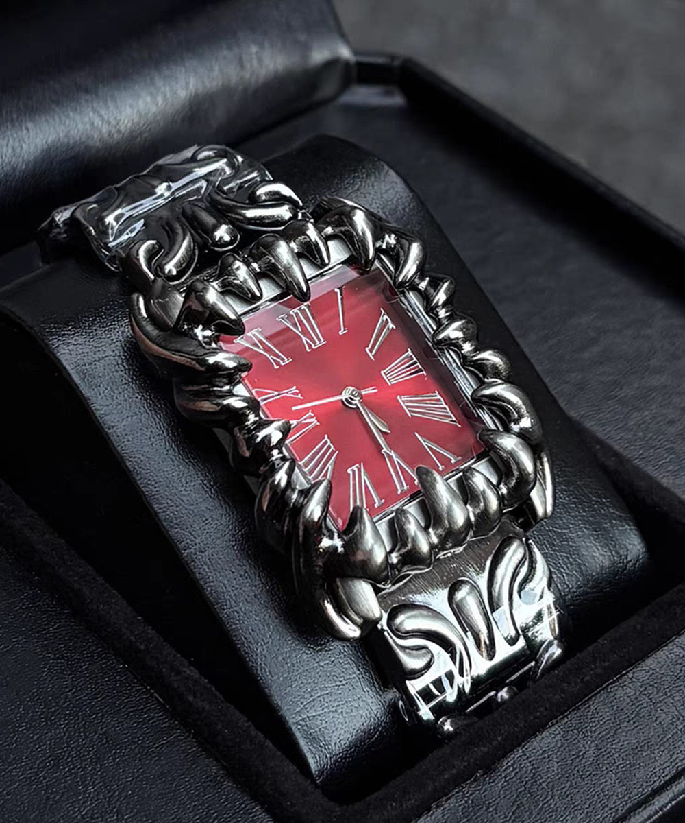 Red Stainless Steel Waterproof Machinery Men Watches