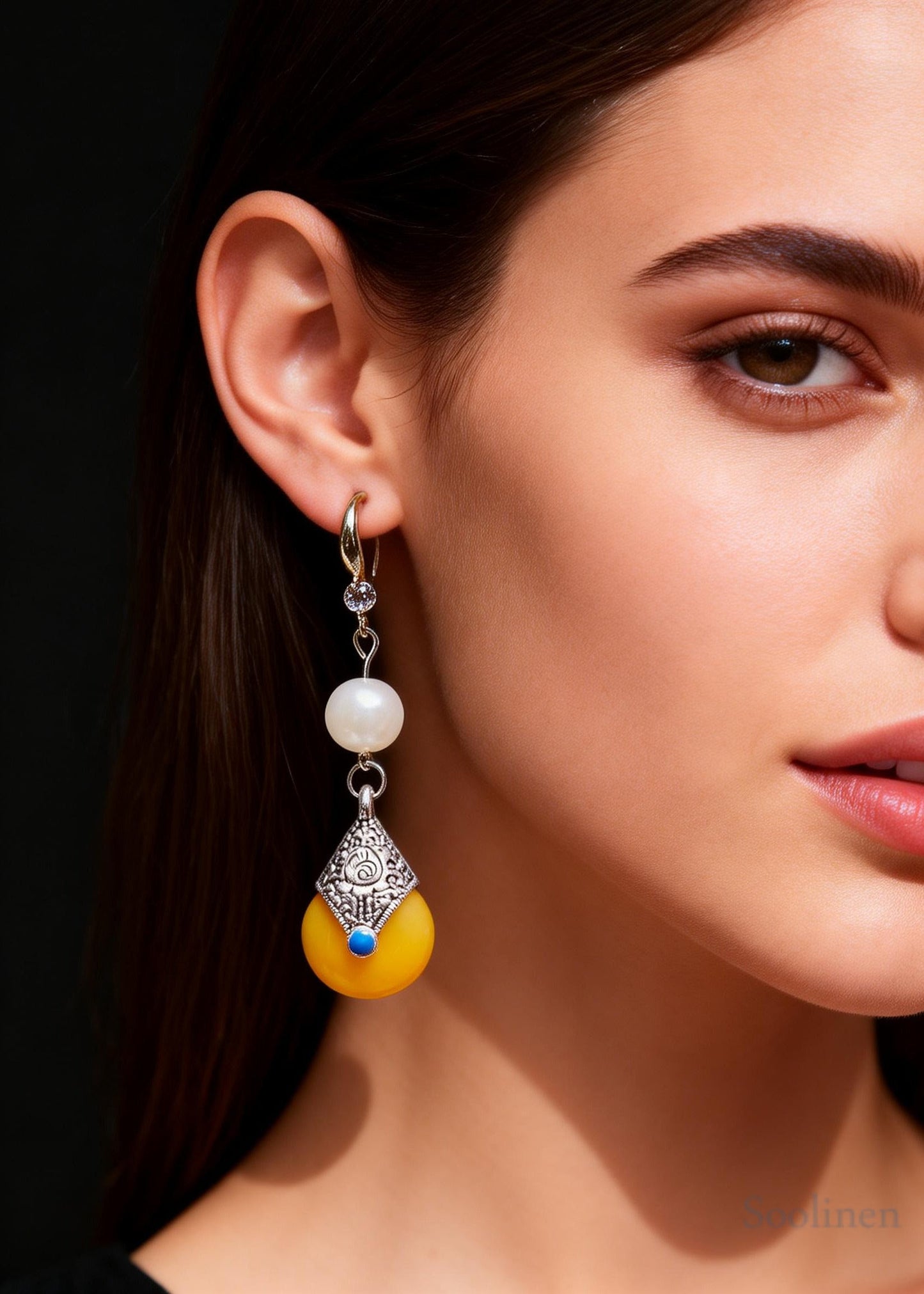 Retro Beeswax Fine Pearl Long Drop Earrings
