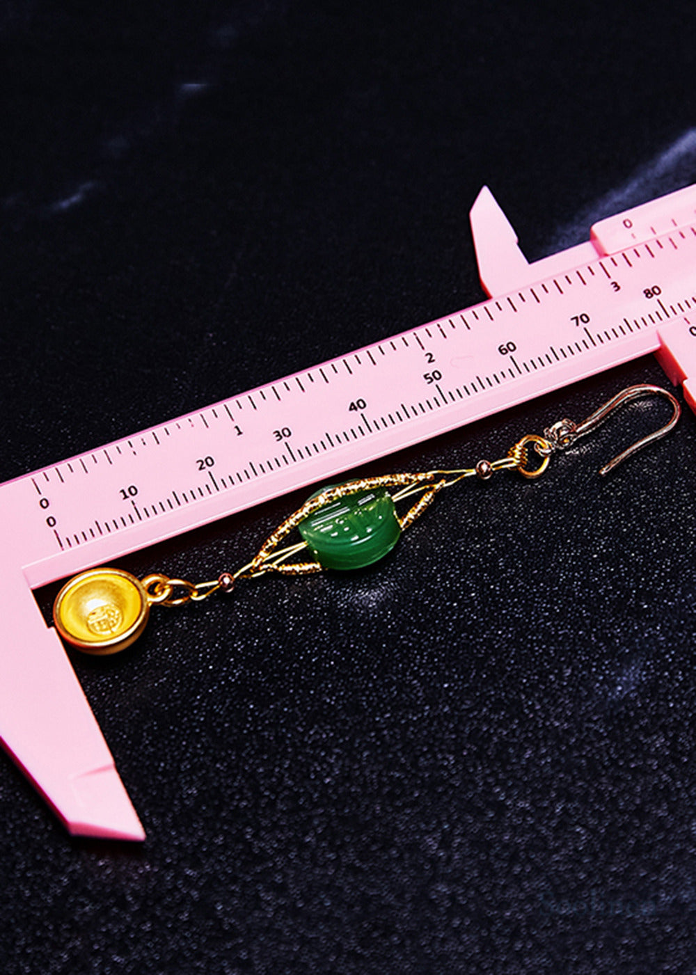 Retro Blessed Bowl Gilding Fine Jade Drop Earrings