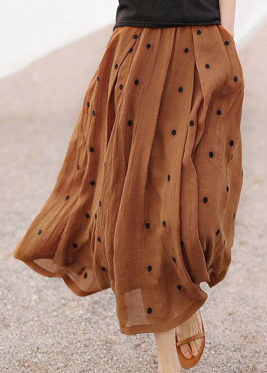 Retro Print4 Pockets Linen Skirt Summer