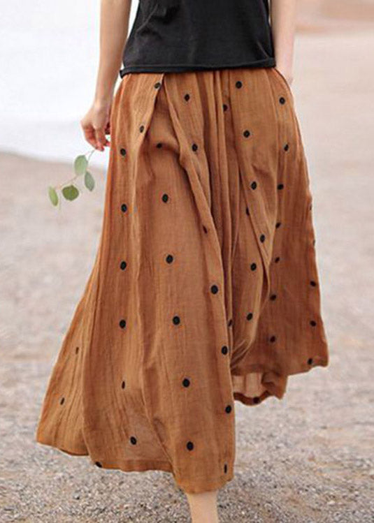 Retro Print3 Pockets Linen Skirt Summer
