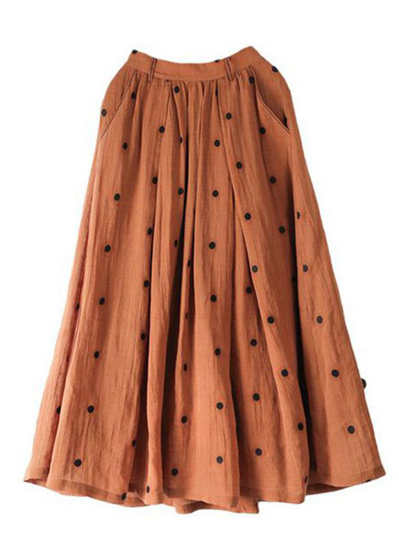 Retro Print2 Pockets Linen Skirt Summer