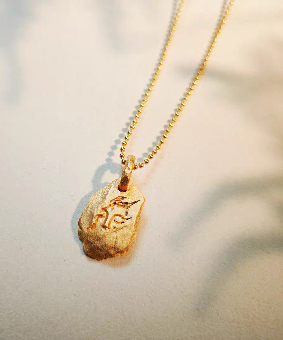 Retro Colorblock Asymmetric Emerge From The Stone Silver Pendant