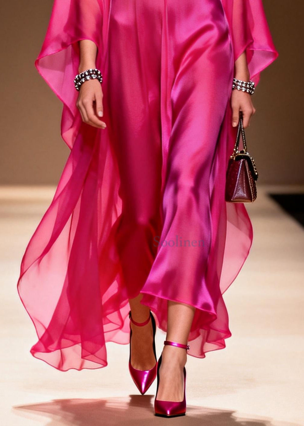 Rose Draping Chiffon Beach Dress Oversized Summer
