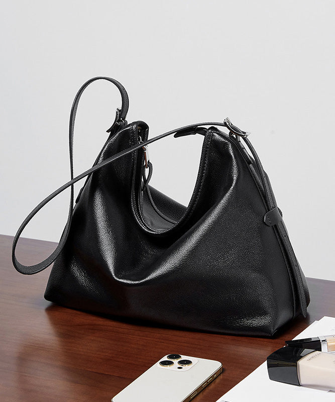 Simple Coffee Calf Leather Large Capacity Shoulder Bag