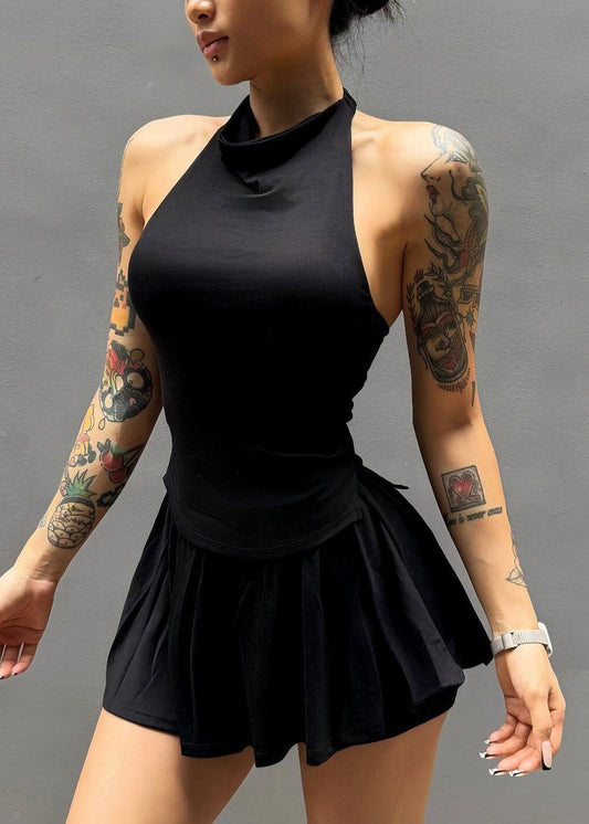 Stylish Black Backless Sport Yoga Set Outfits