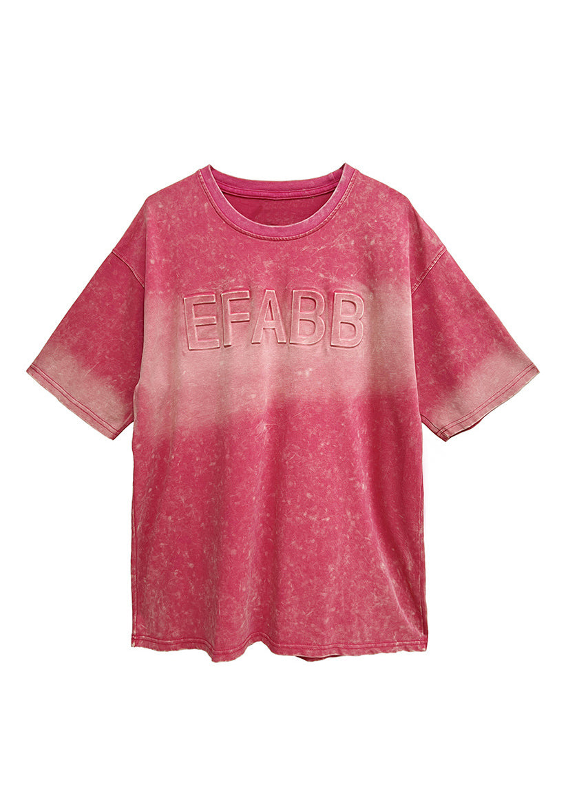 Stylish Black Tie Dye O Neck Print Cotton Top Summer