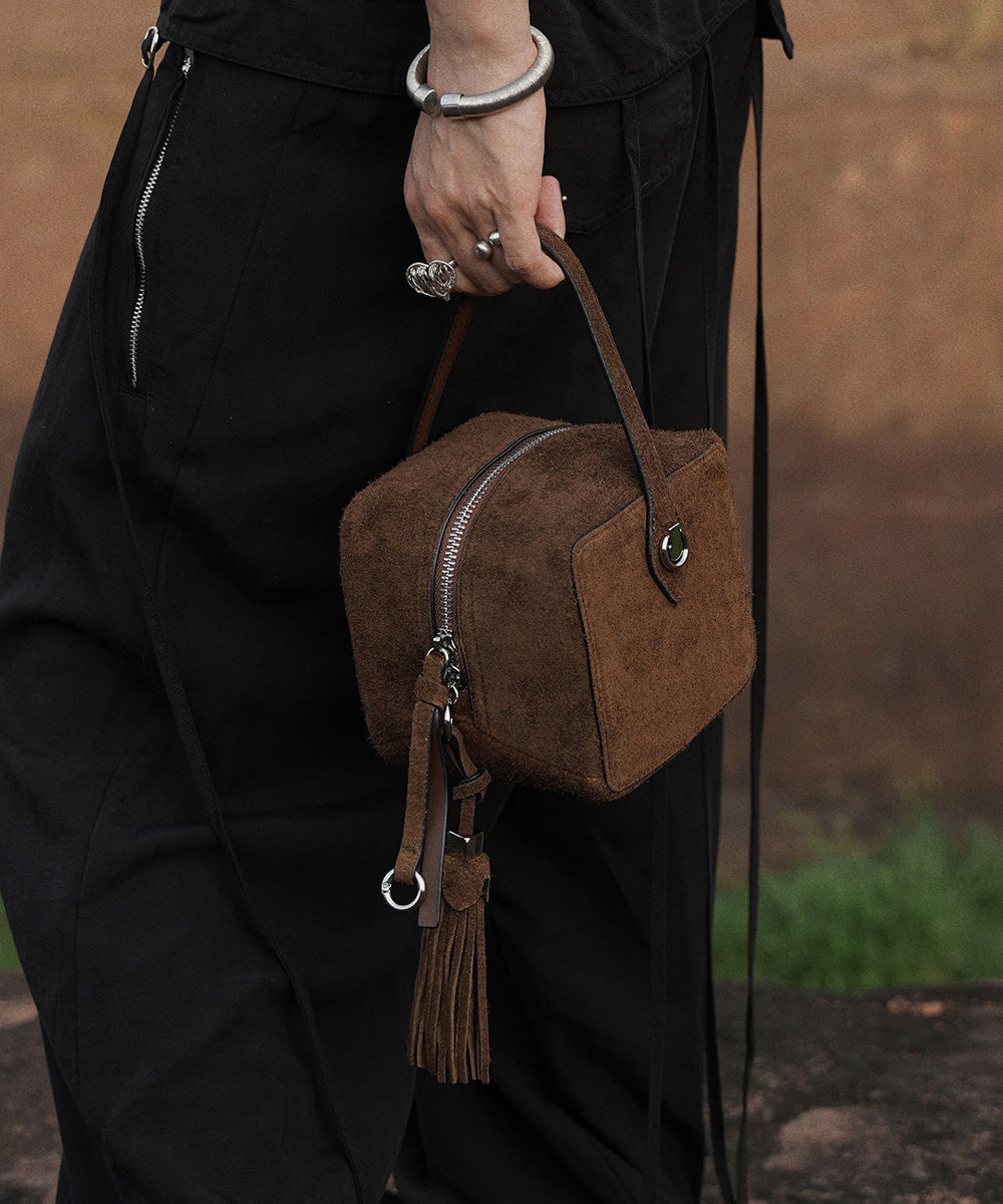 Stylish Brown Tassel Versatile Suede Mini Bag