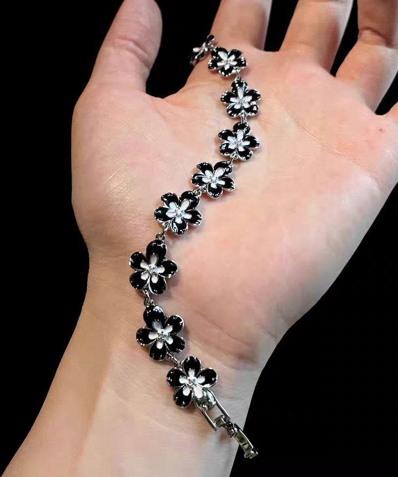 Stylish Pink Floral Gold Plated Chain Bracelet