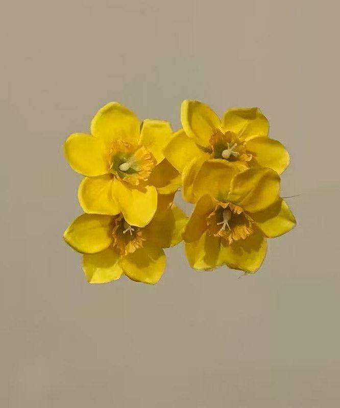 Stylish Yellow Copper Cloth Floral A Pair Hairpin