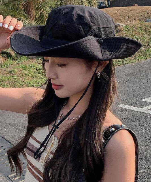 Summer Black Big Brimmed Outdoor Bucket Hat