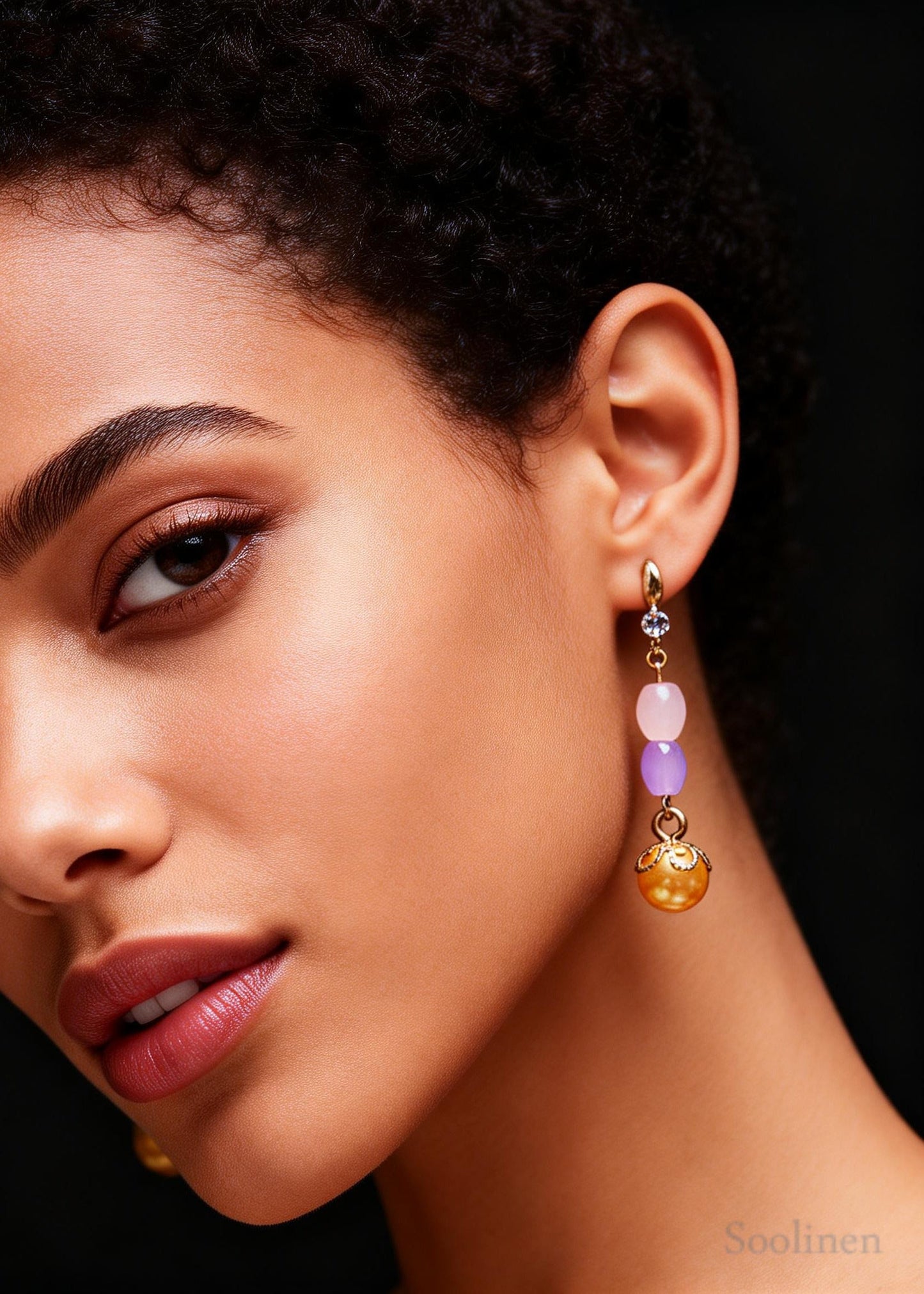 Unique Champagne Pearl Naturally Gem Stone Drop Earrings