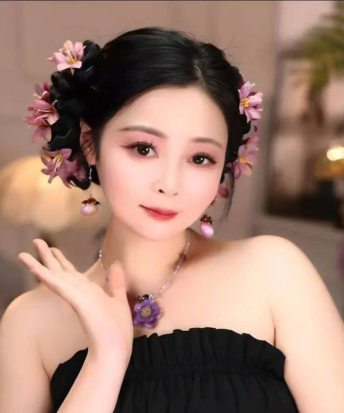 Vintage Purple Alloy Floral Hairpin