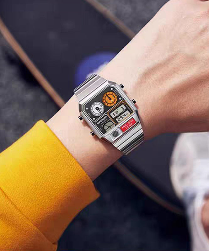 Vintage Silk Stainless Steel Alloy Tempered Glass Men Watches