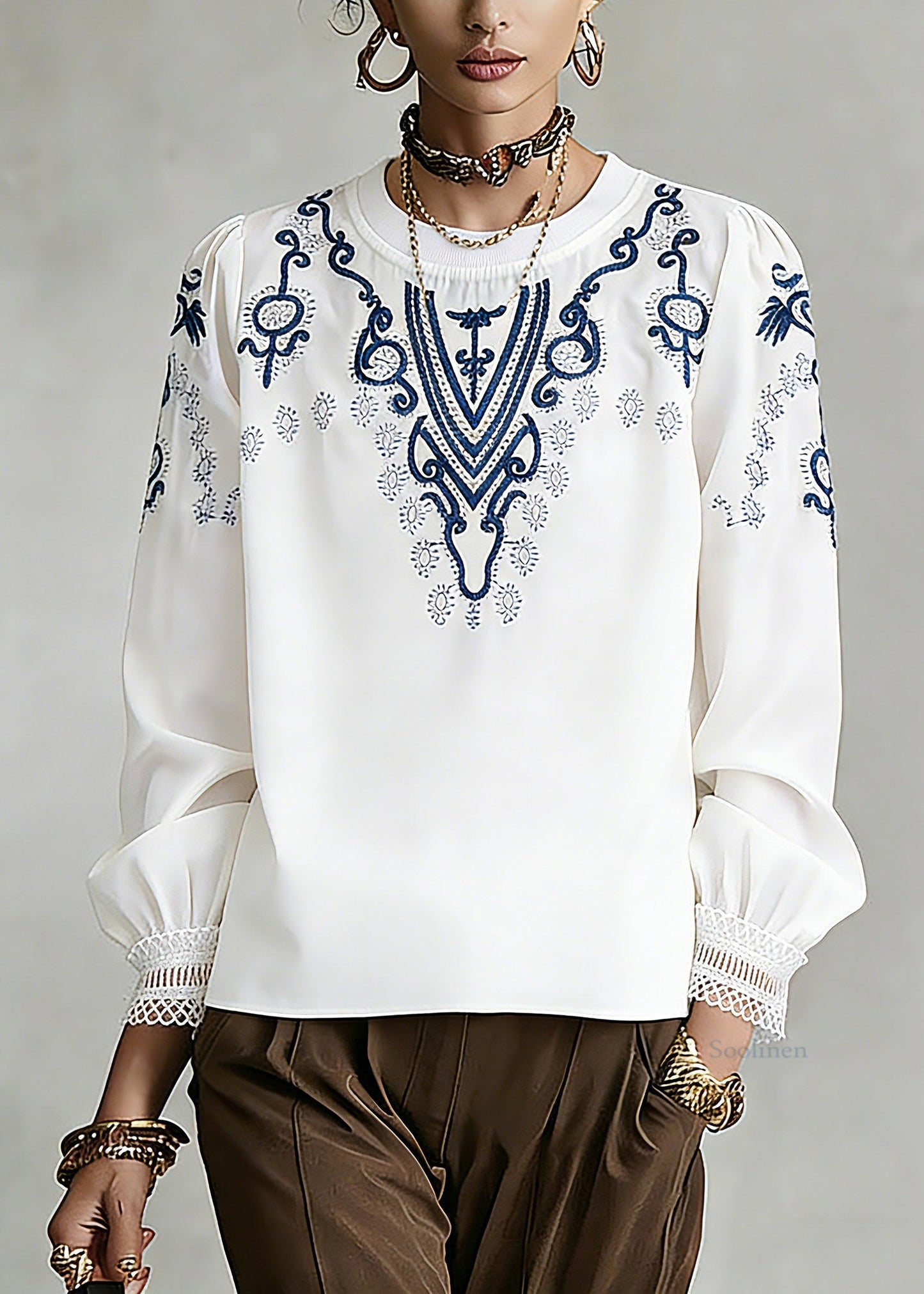 Vintage White O-Neck Print T Shirt Spring