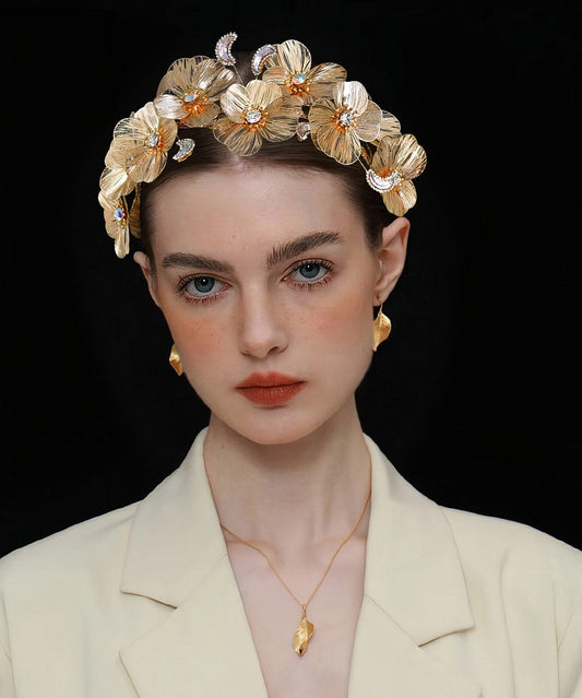 Vogue Gold Alloy Floral Zircon HairPiece