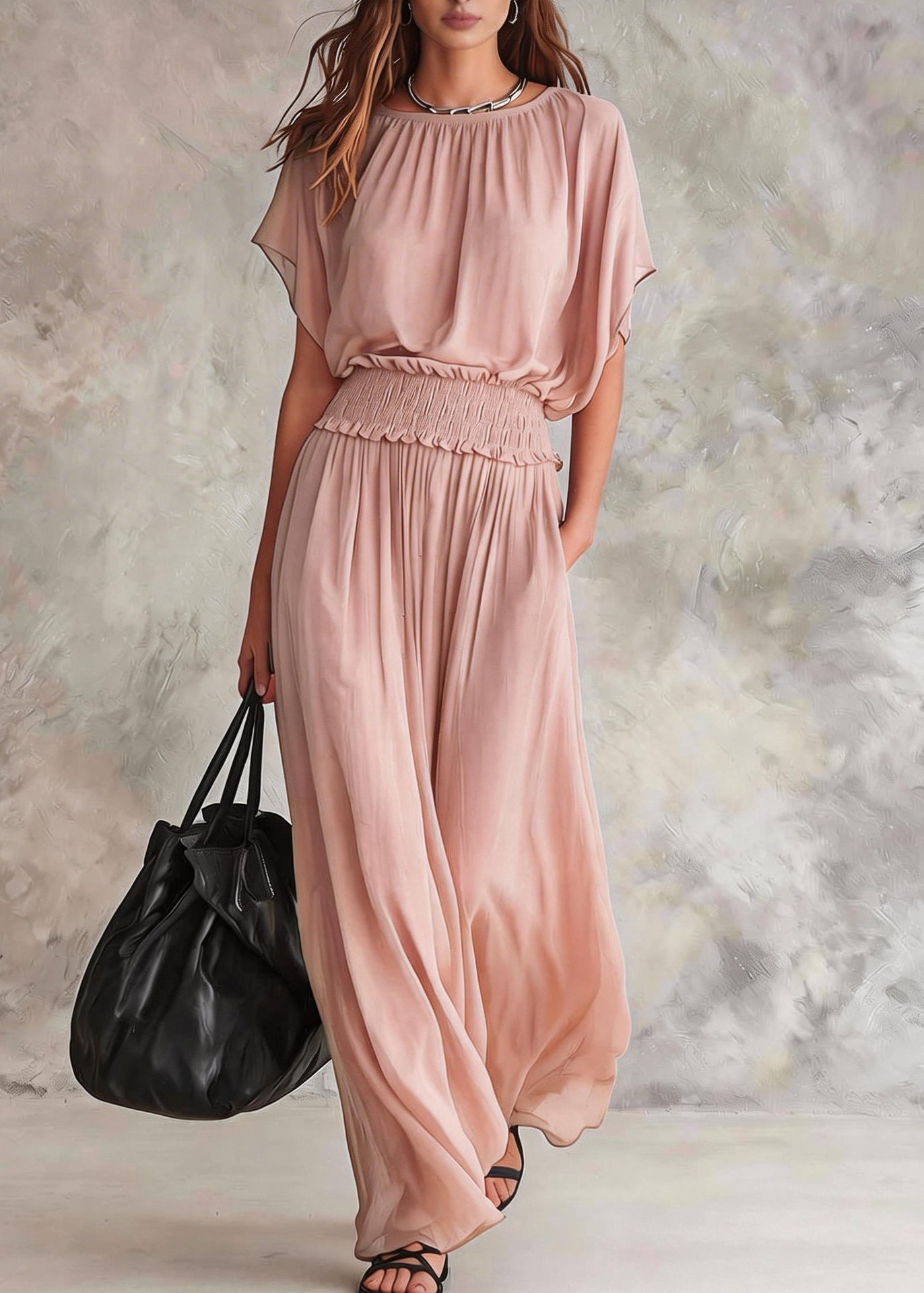 Women Army Green O Neck Patchwork Chiffon Dresses Summer