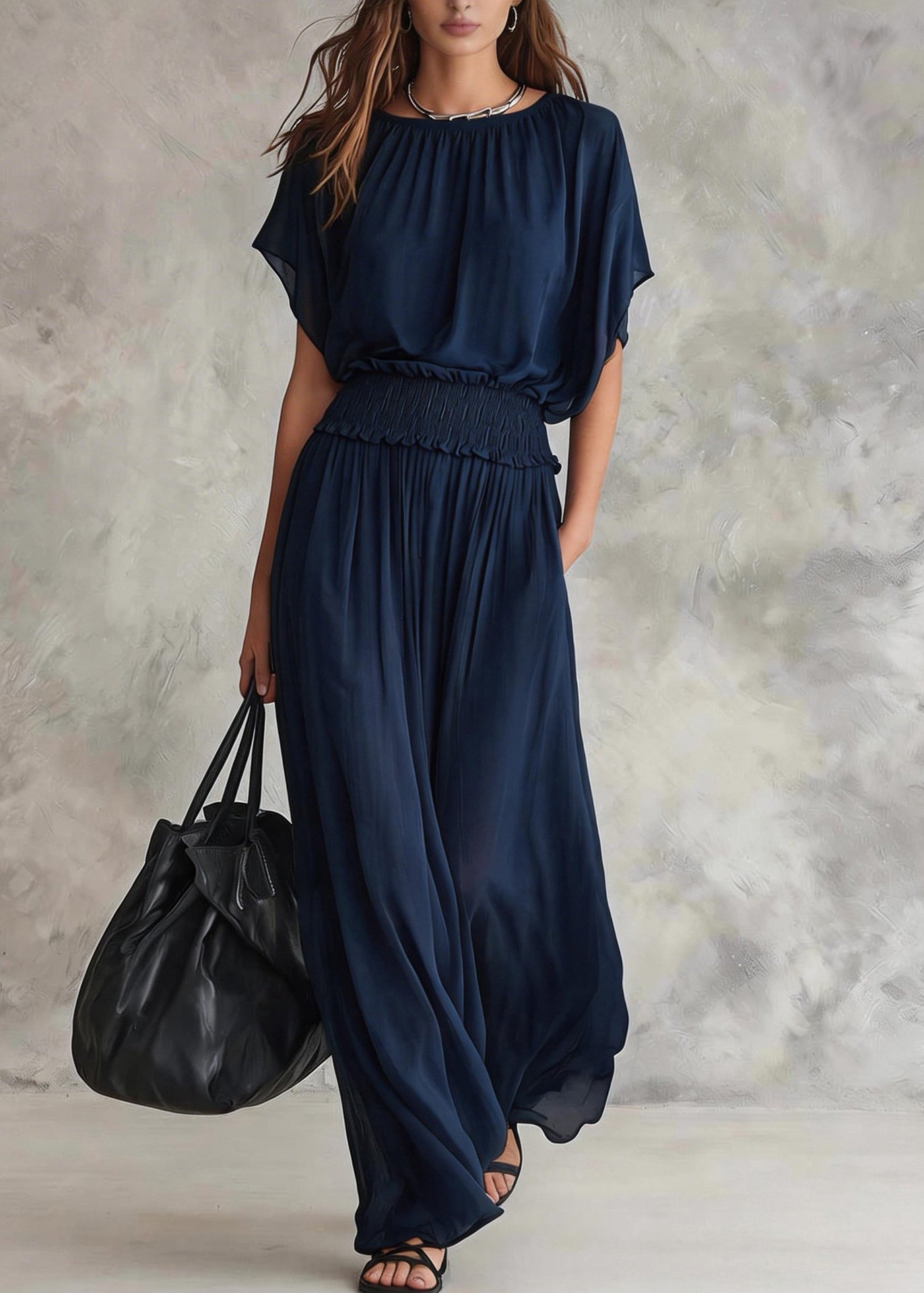 Women Army Green O Neck Patchwork Chiffon Dresses Summer