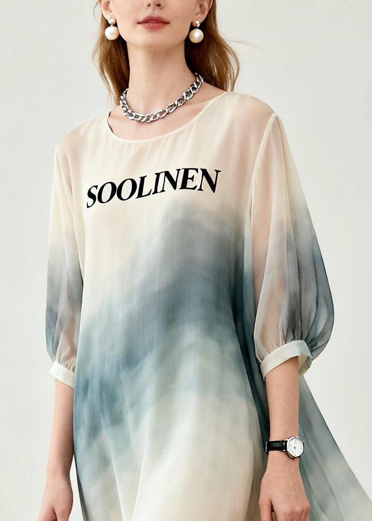 Women Beige Tie Dye Chiffon Vacation Dresses Summer