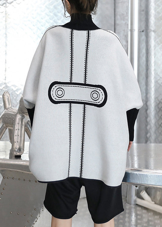 Women Black Hign Neck Wear On Both Sides Knit Sweaters Long Sleeve