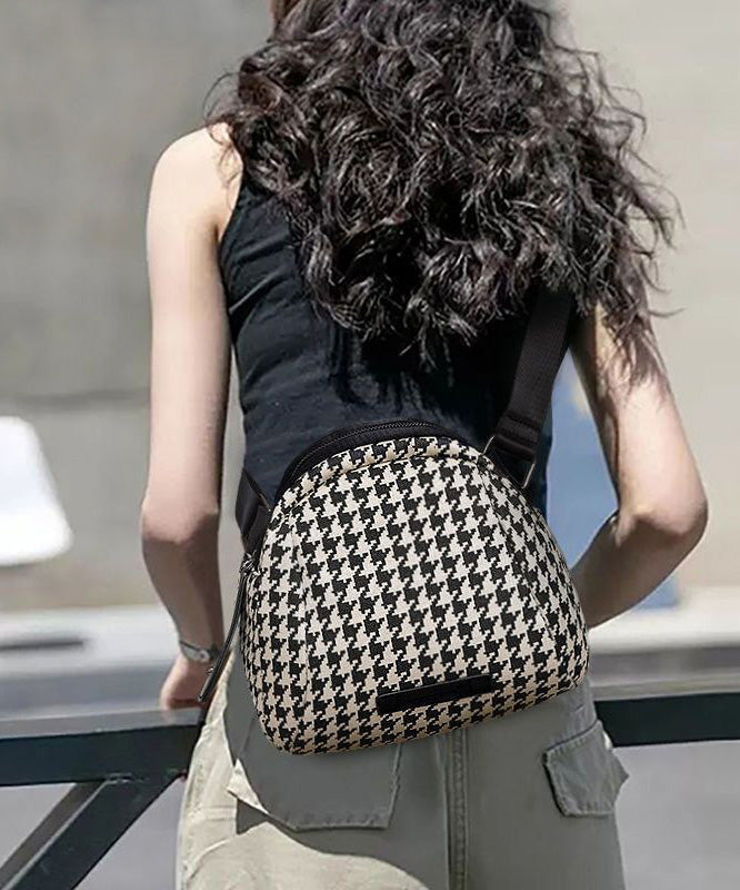 Women Black Plaid Versatile Canvas CrossBody Bag