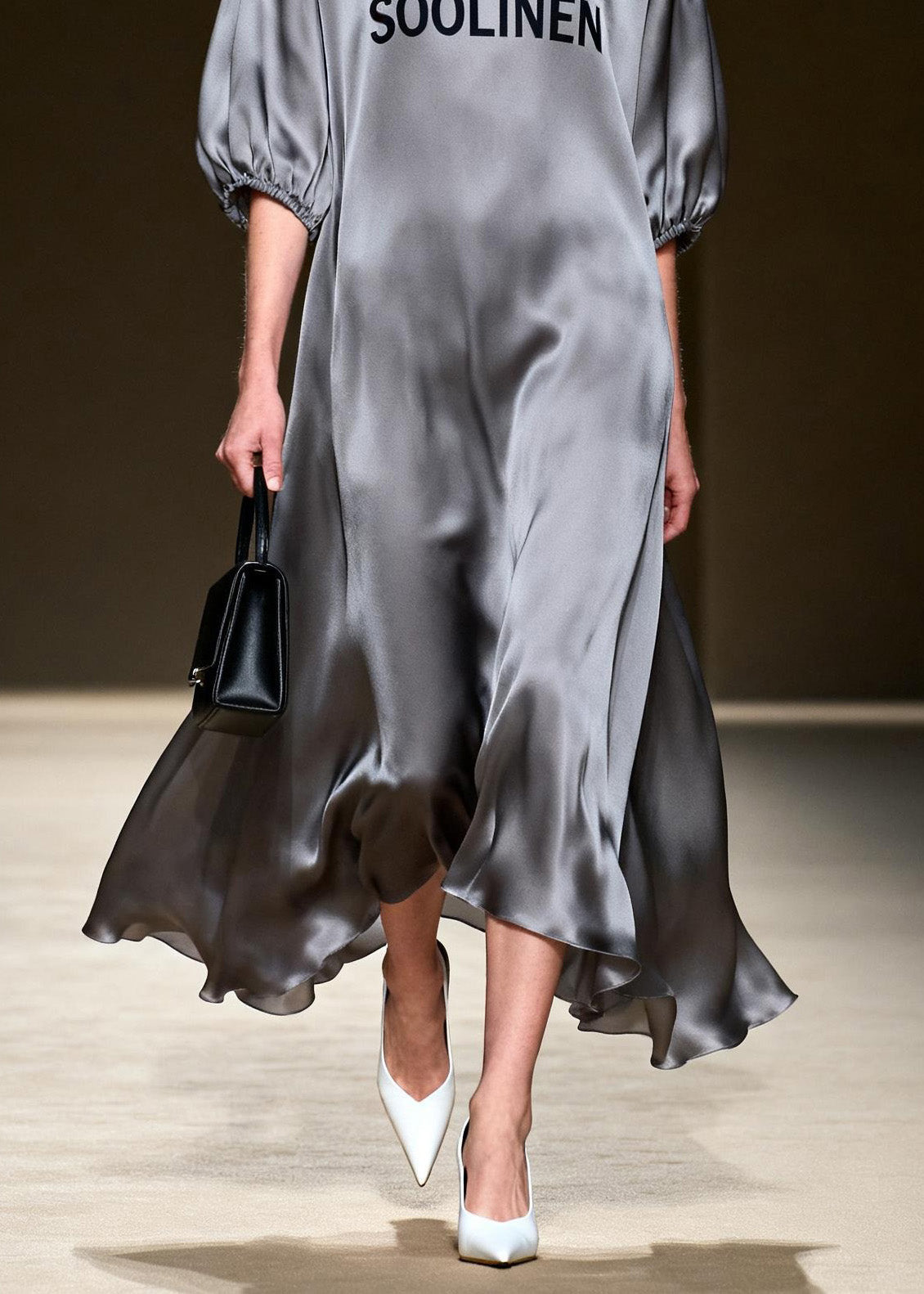 Women Grey O Neck Print Patchwork Silk Long Dress Summer