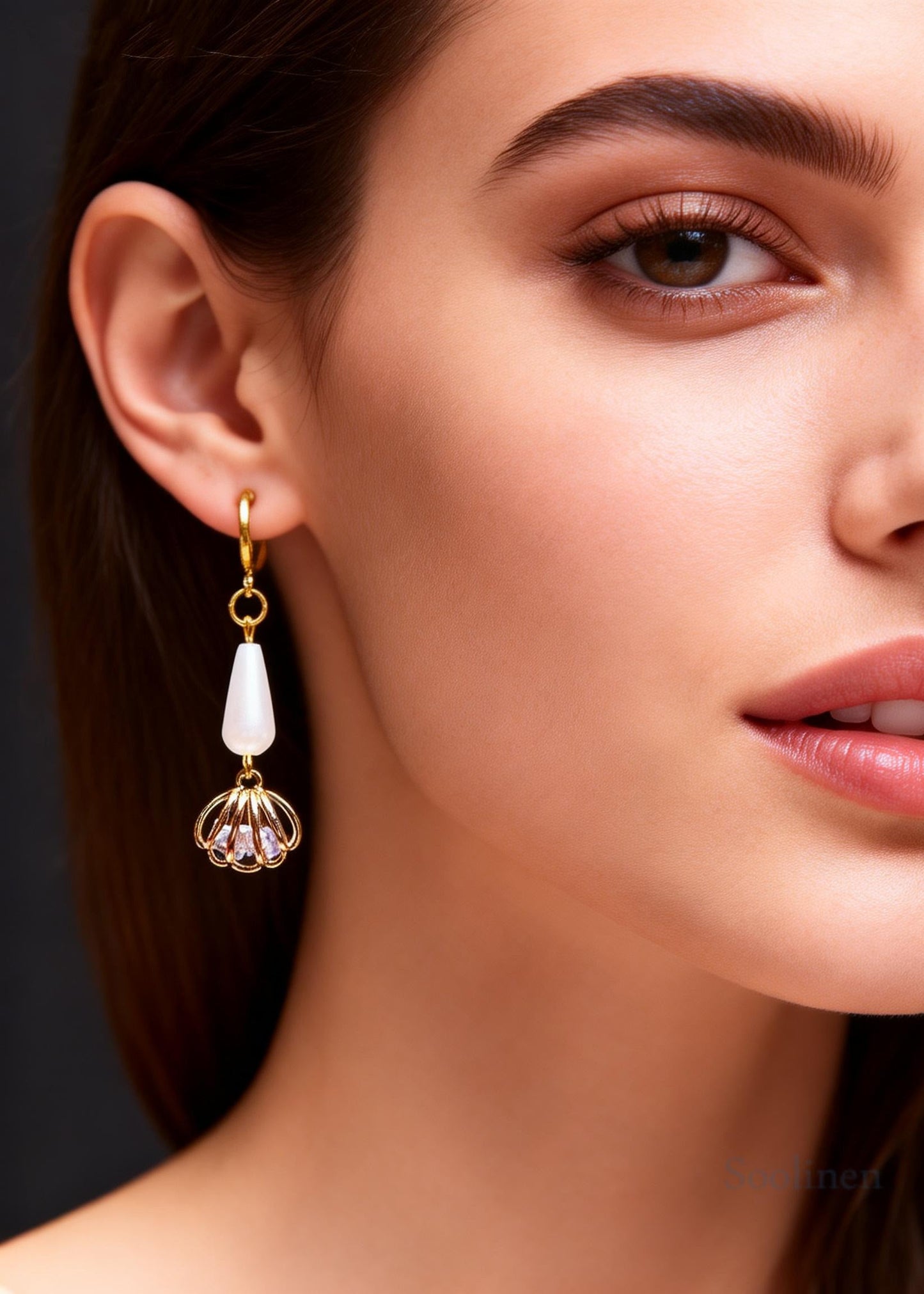 Women Hollow Out Gem Stone Tassels Drop Earrings