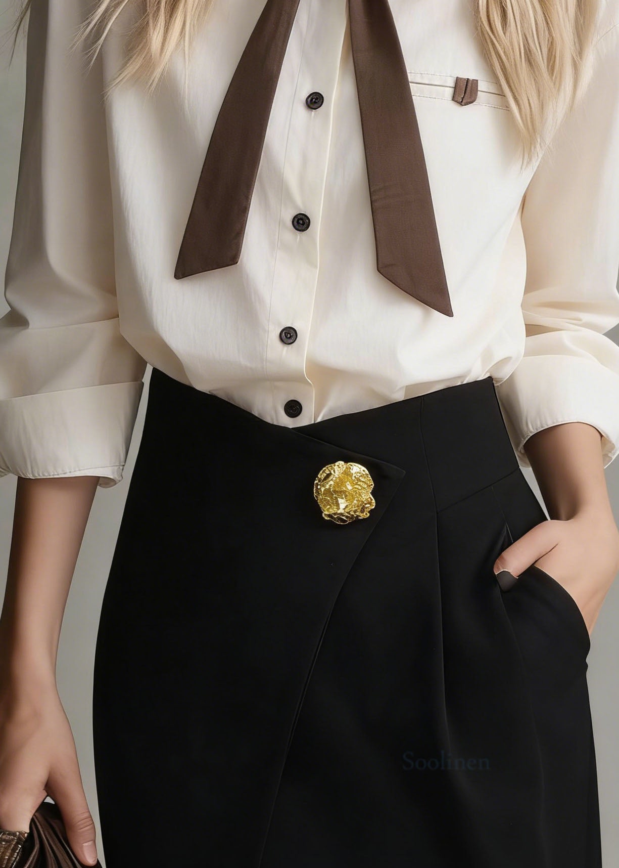 Women Peter Pan Collar Button Patchwork Cotton Top Spring