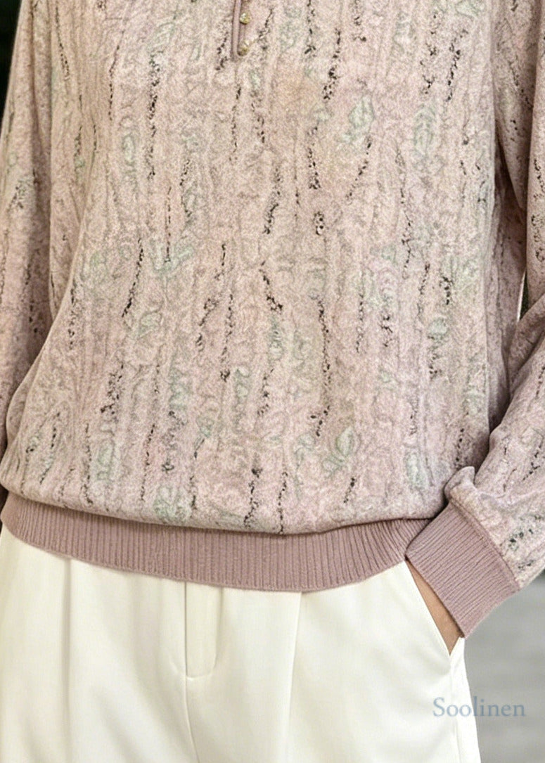 Women Peter Pan Collar Print Cotton Shirts Summer