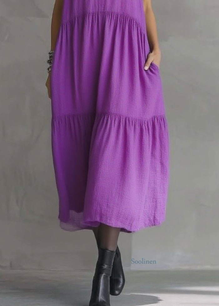 Women Purple V Neck Patchwork Party Solid Maxi Dress Butterfl Sleeve