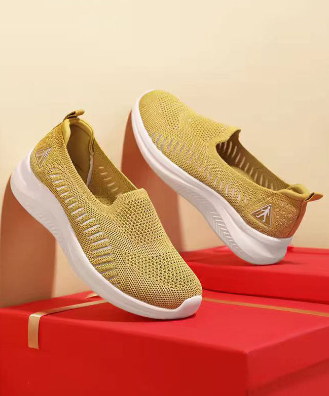 Women Soft Comfy Flat Shoes Yellow Breathable Mesh