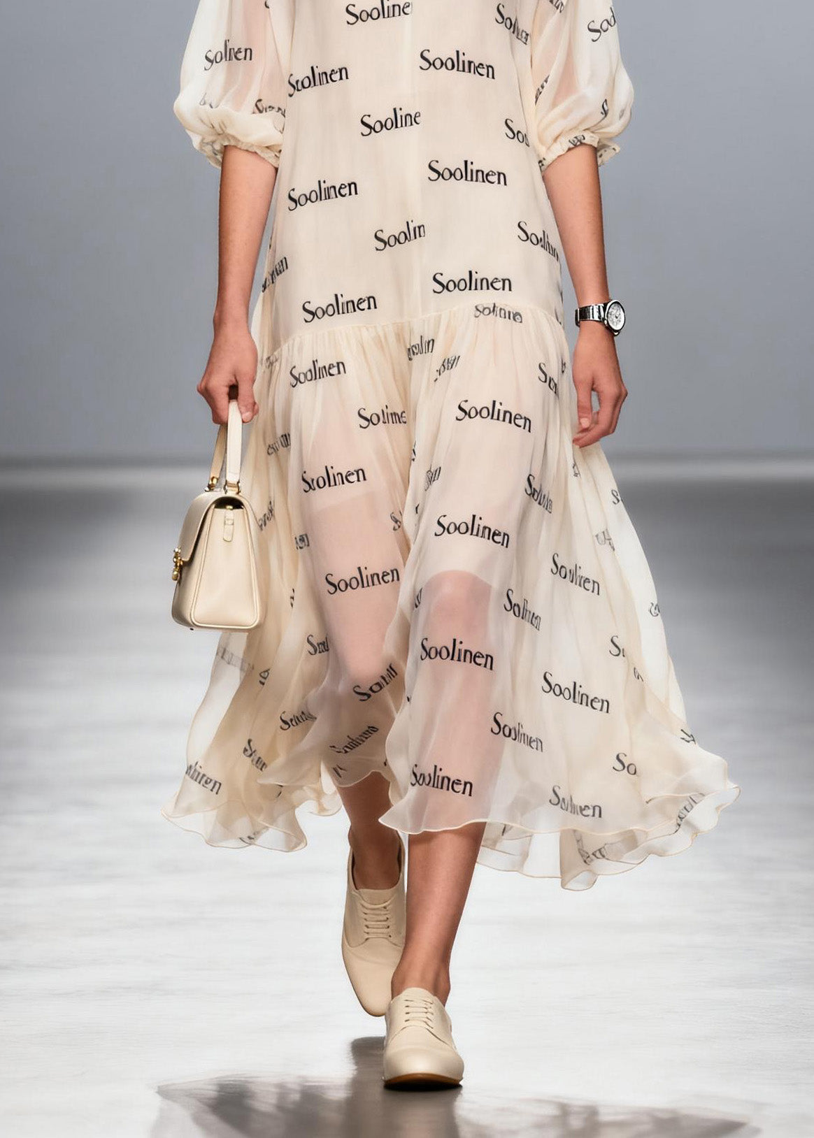 Women V Neck Print Chiffon Long Dress Summer