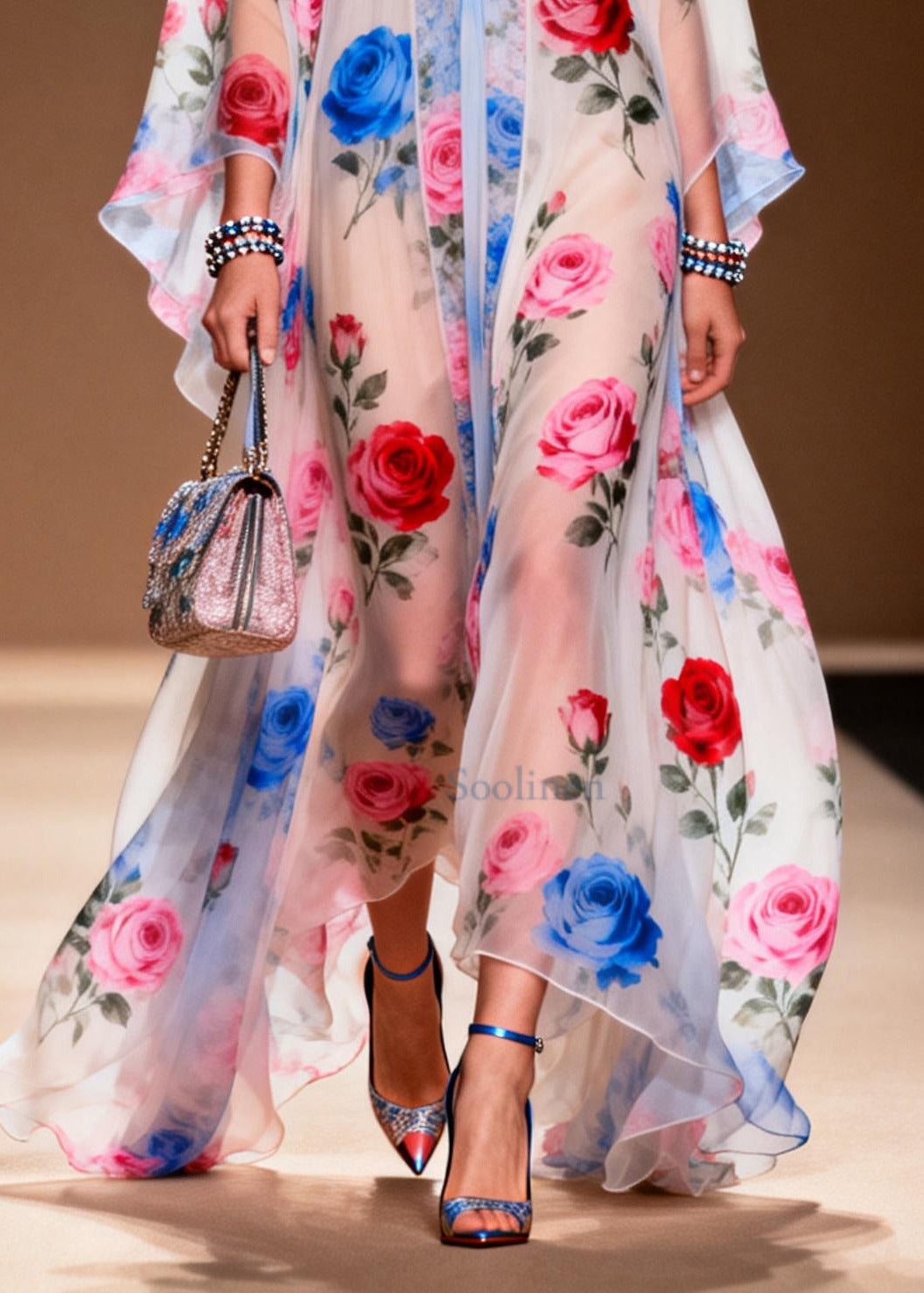Women White Oversized Floral Print Chiffon Vacation Dresses Summer