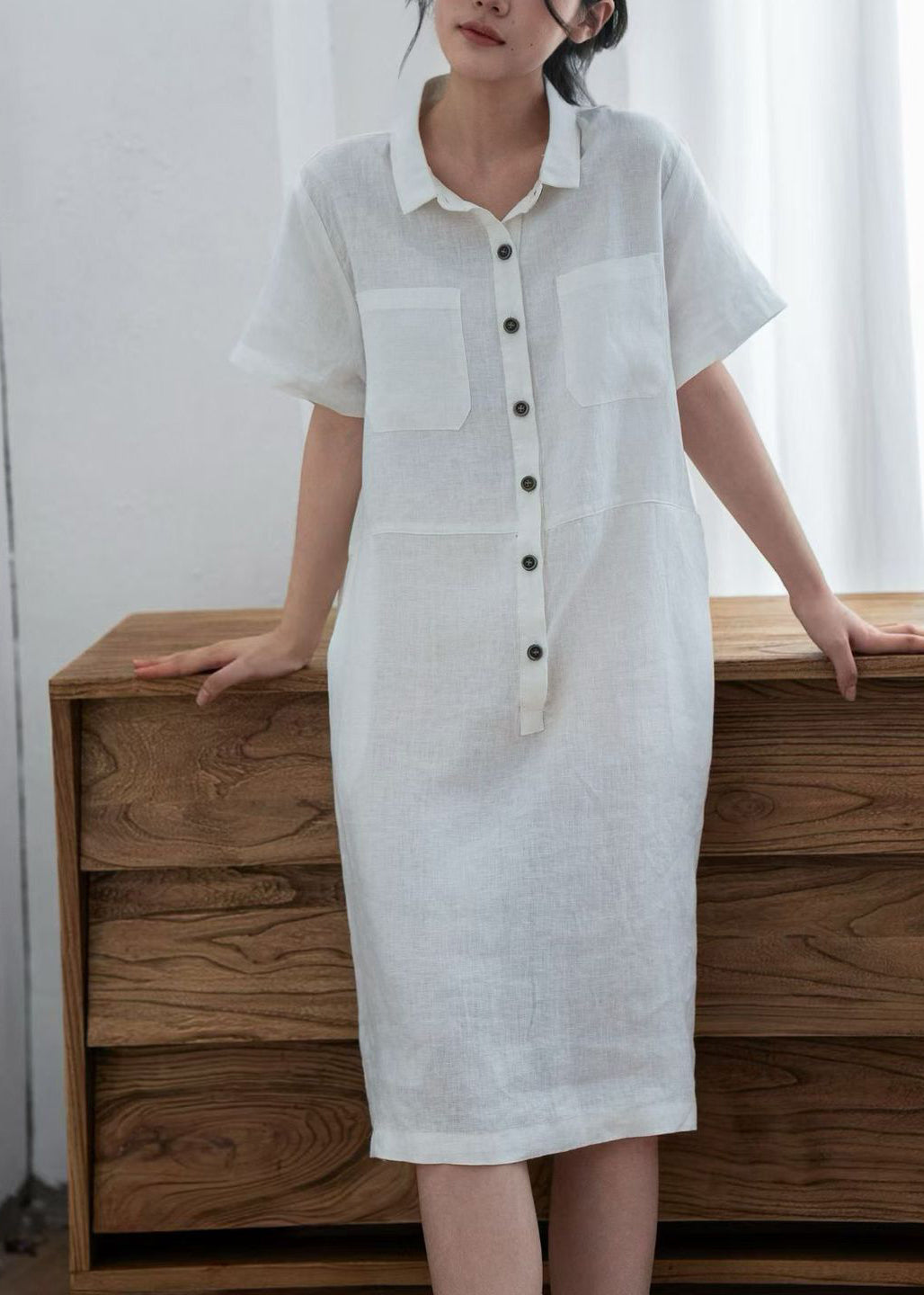 Women White Oversized Linen Maxi Dresses Summer